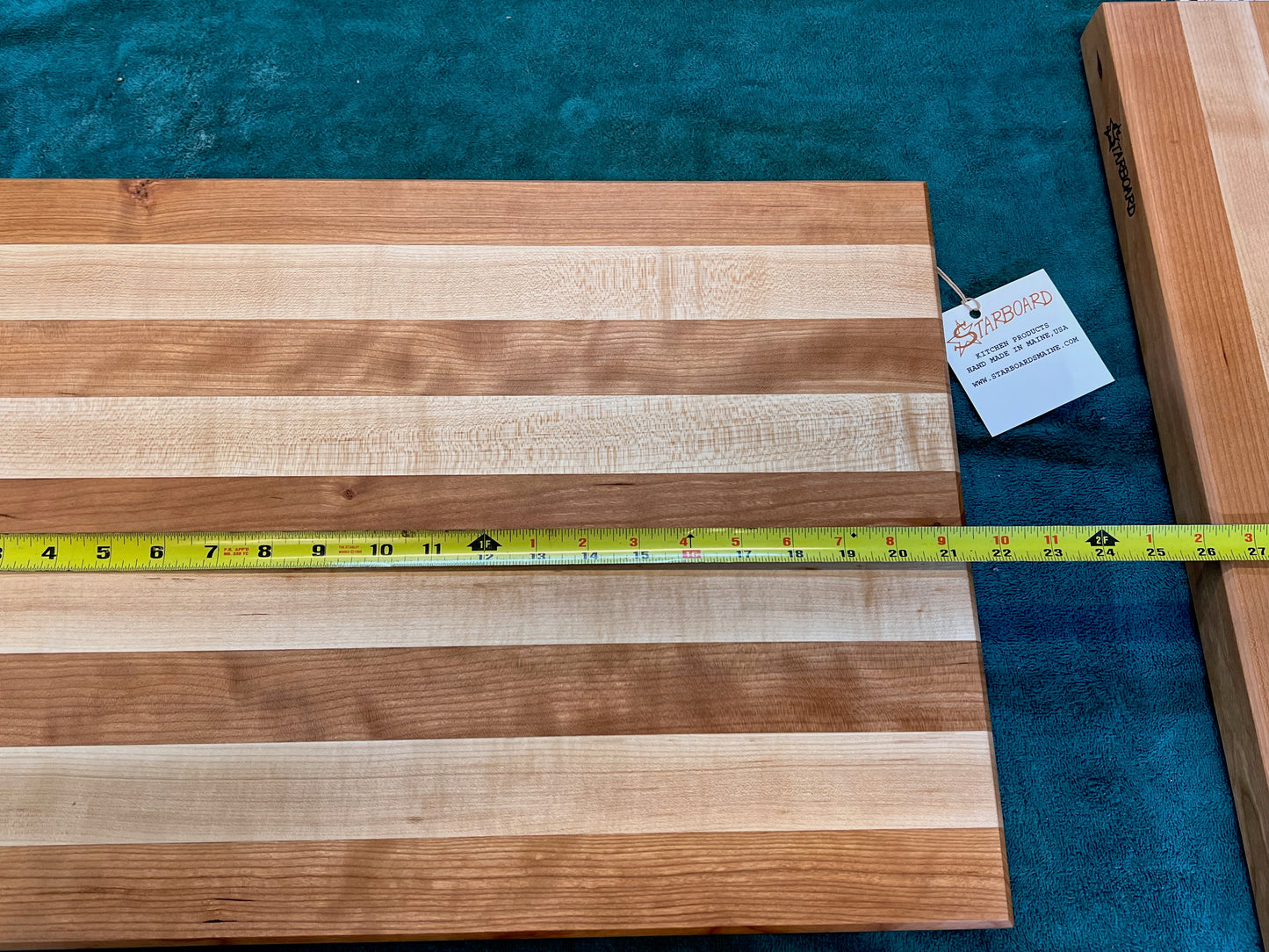 Starboard Kitchen Cutting Board Maple and Cherry Stripe - Handmade in Maine